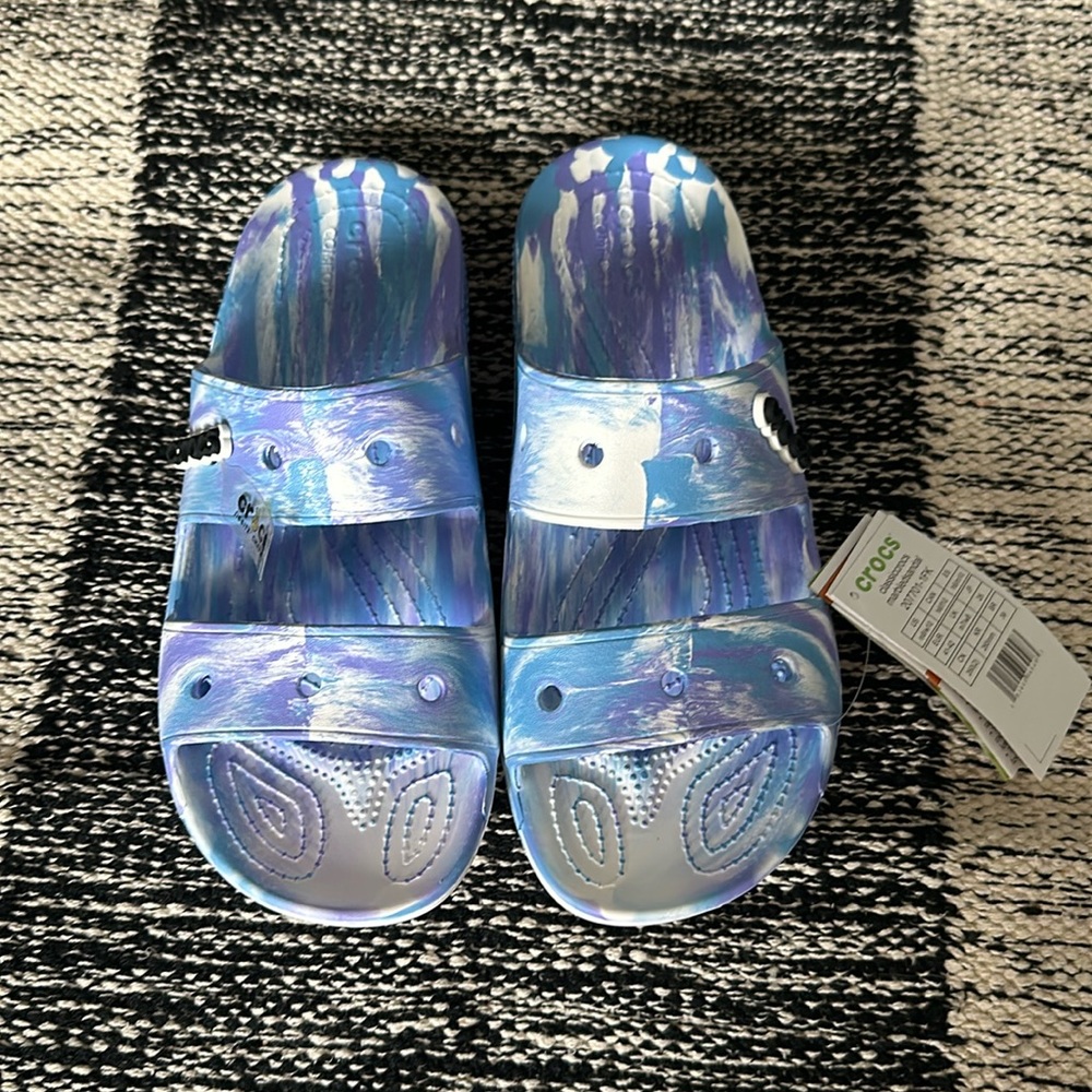 Crocs Classic Marbled Sandal White Oxygen Purple Unisex Women’s Size 10 Men’s 8